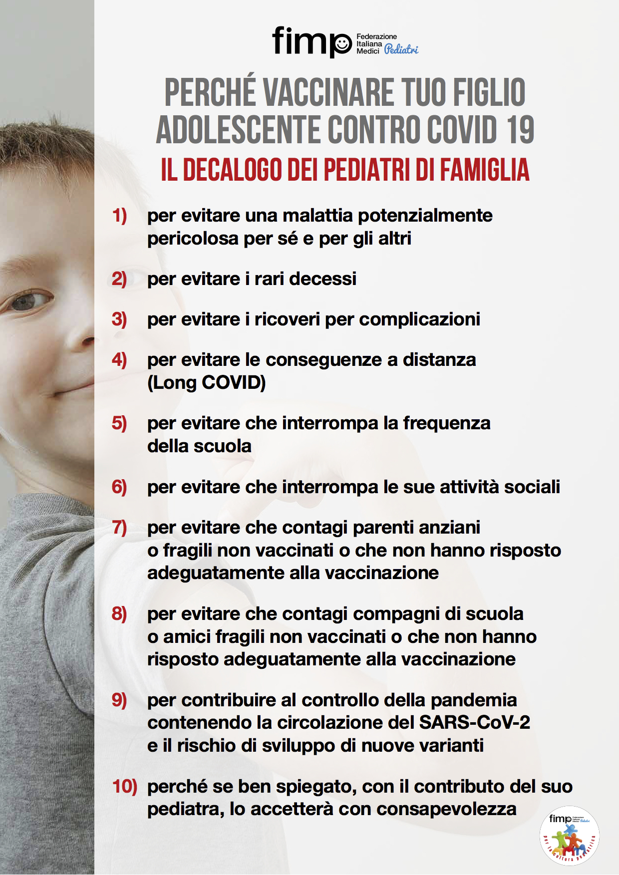 Decalogo Fimp: vaccinare gli adolescenti